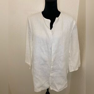 - Max Mara white Open Front blouse 100% linen size 10